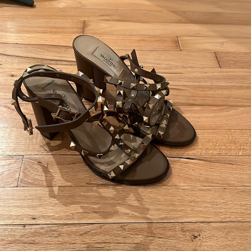 Valentino block heel rockstud sandal